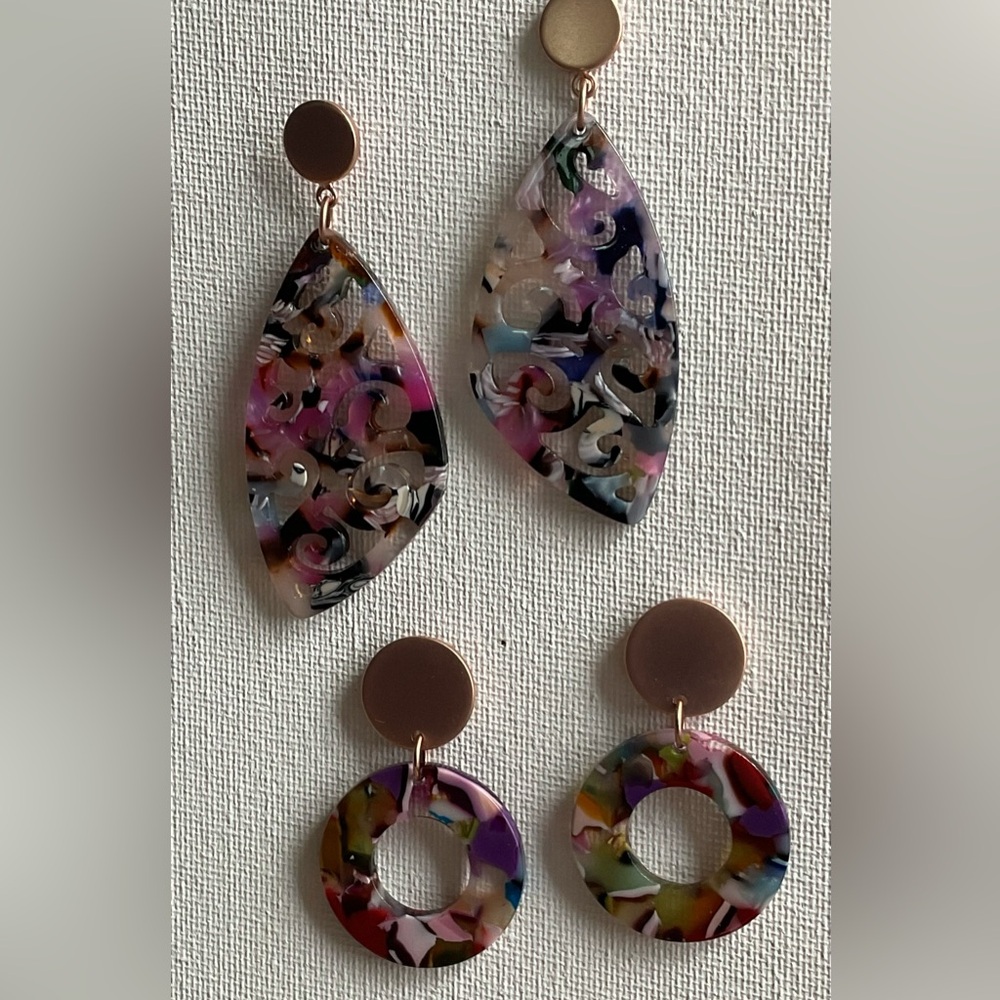 Multicolor Statement Earrings Set. Pierced Earrin… - image 7